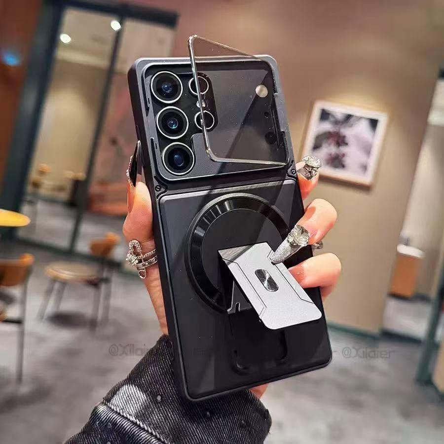 Trending Premium PC+TPU Magnetic Skin Feel Armor Anti-Drop Phone Case with Kickstand for Samsung - view 1