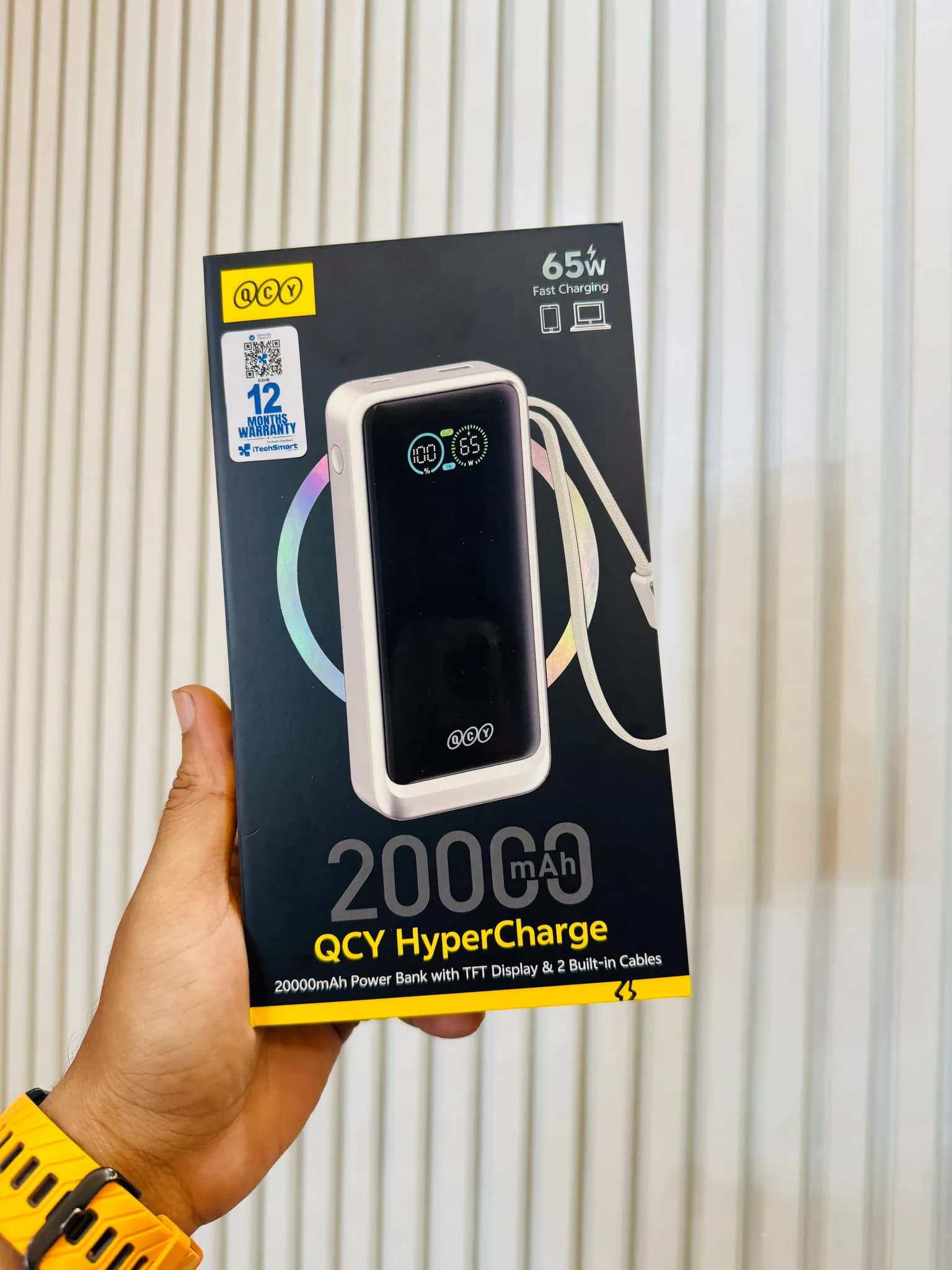 QCY HyperCharge PB20E 20000mAH PD65W Output Fast Charging Powerbank with build-in-Cables - view 5