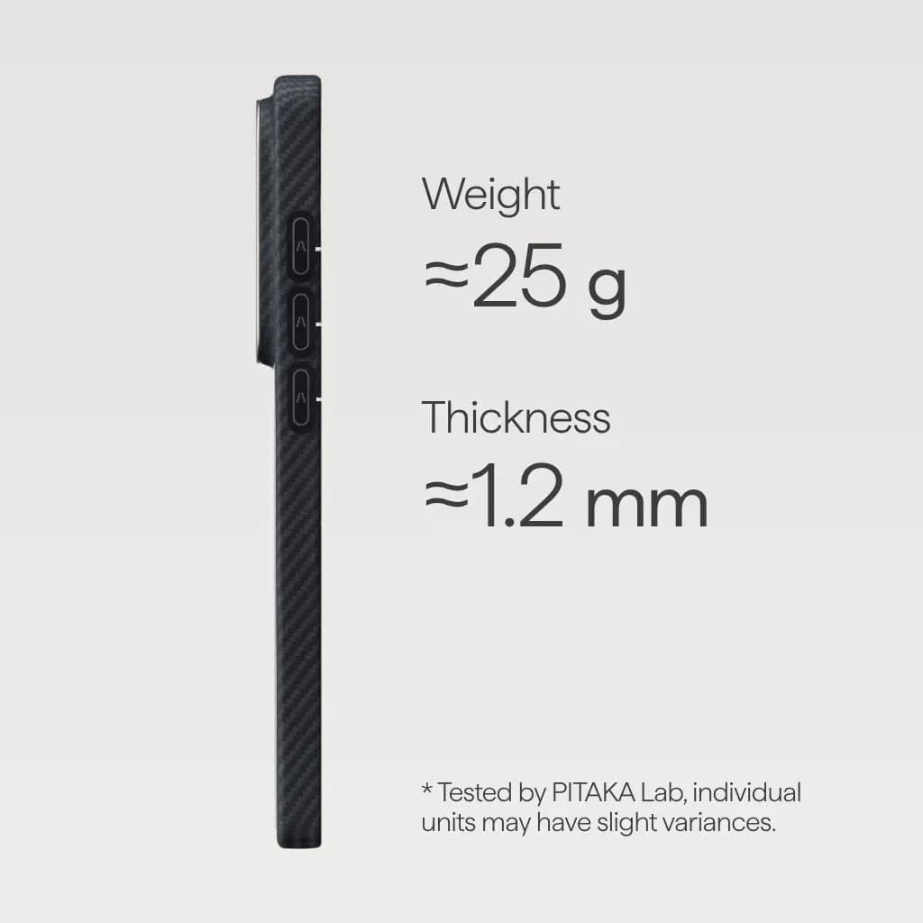 Pitaka Edge Ultra Slim Case For Samsung Galaxy S26 Ultra 600D Black/Grey Twill With Aaron Button - view 3
