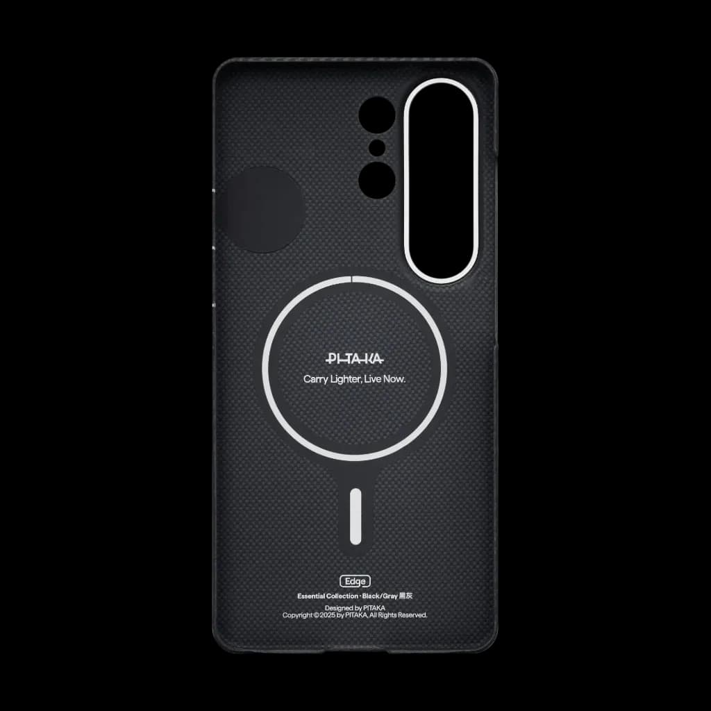 Pitaka Edge Ultra Slim Case For Samsung Galaxy S26 Ultra 600D Black/Grey Twill With Aaron Button - view 4